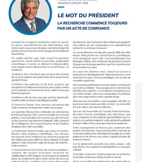 L'édito du Président par Patrick Pilcer - A lire dans notre journal 100