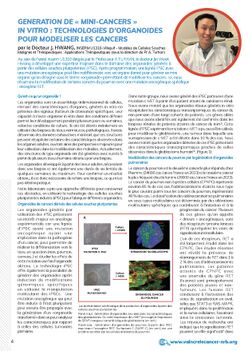 GENERATION DE « MINI-CANCERS » IN VITRO : TECHNOLOGIES D’ORGANOIDES POUR MODELISER LES CANCERS
