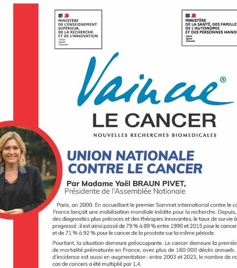 Union nationale contre le cancer, par Mme Yael BRAUN_PIVET, présidente de l'Assemblée Nationale