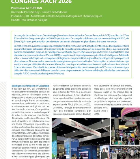 Progrès récents en cancérologie - retour sur le congrès AACR